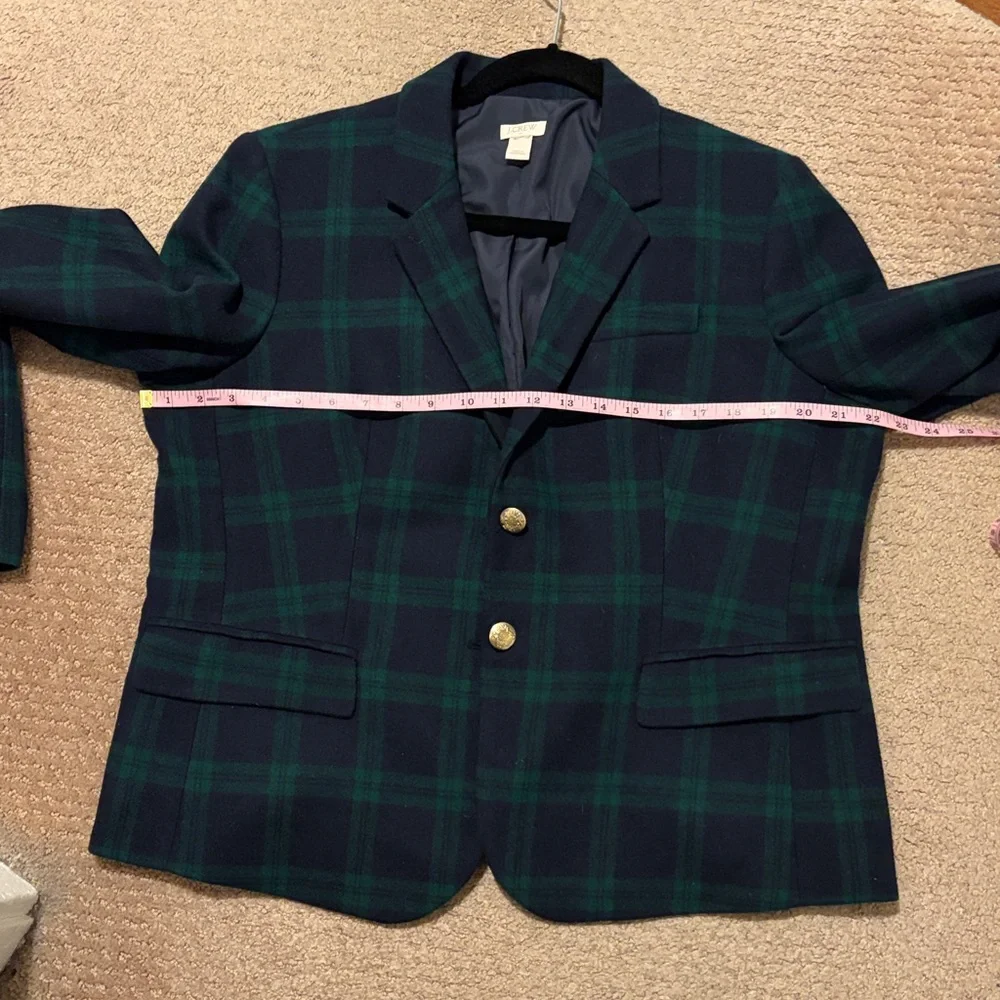 Rare!! J. Crew Black-watch (Black, Navy and Green) Plaid women’s wool Blazer. - Picture 4 of 9